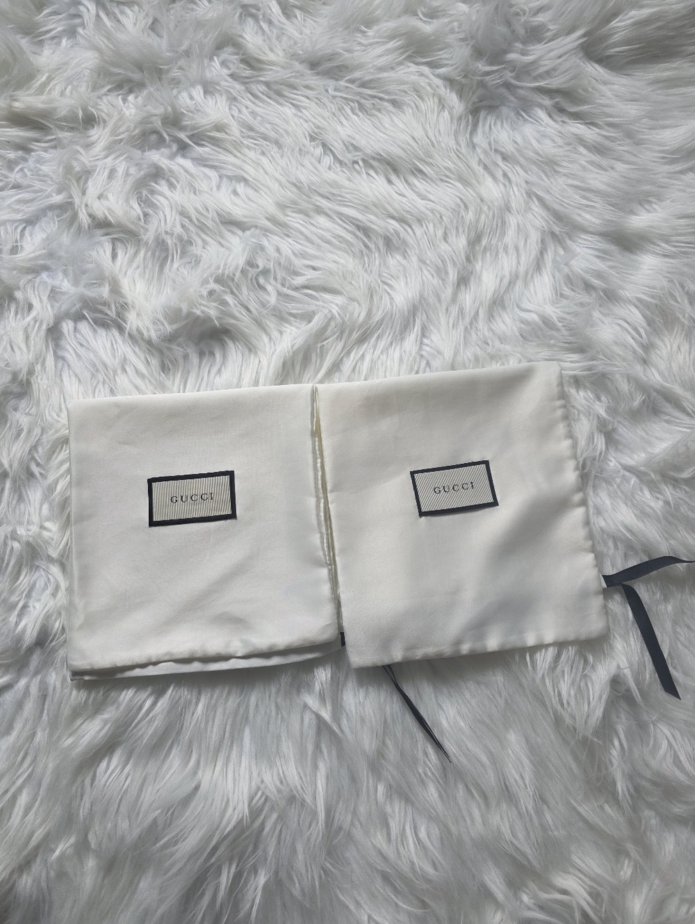 Gucci Cream Drawstring Dust Bags with Black Trim - Pair